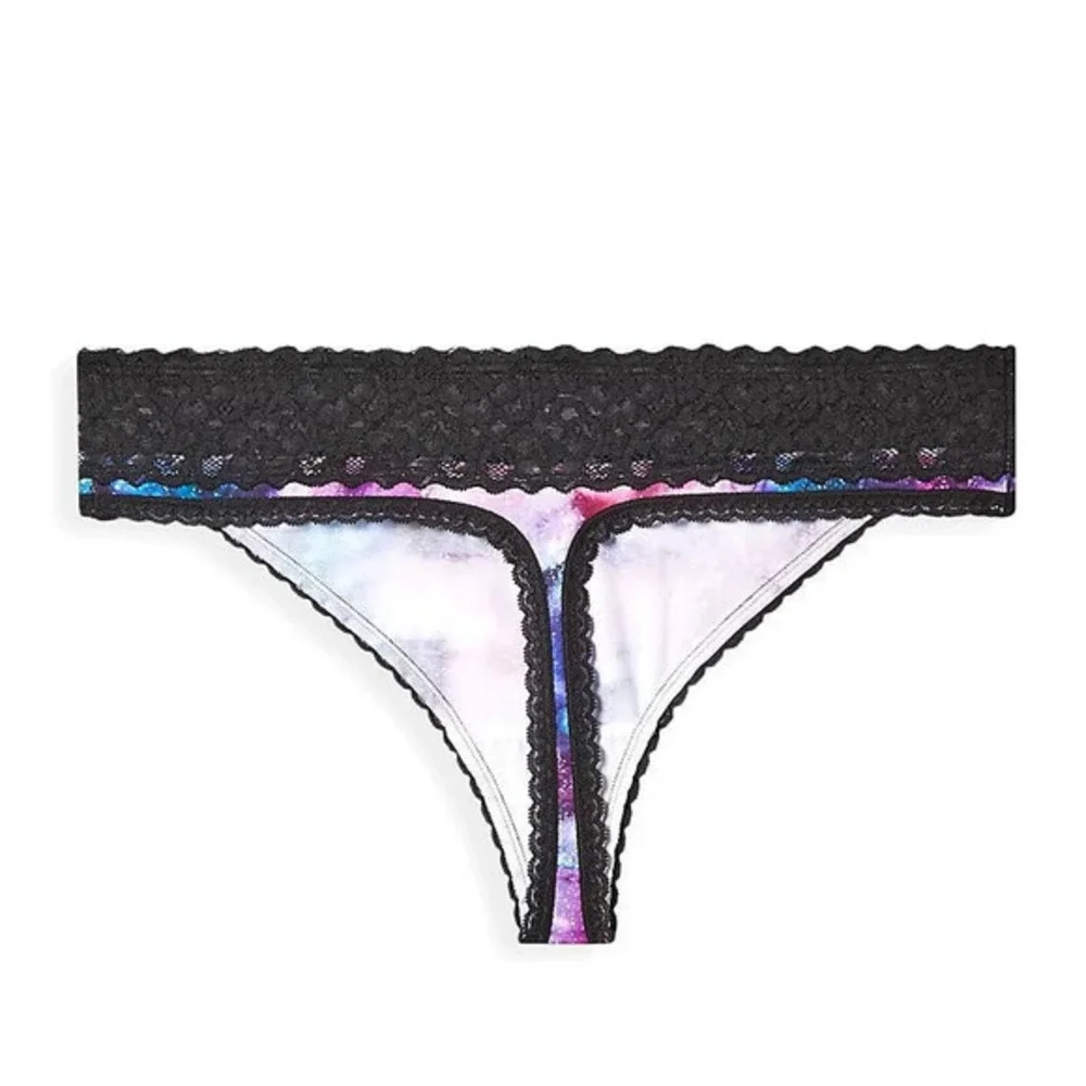 New Sexy Torrid 5X 28 Space Galaxy Stars Mid Rise Lace Trim Thong‎ Panty Panties